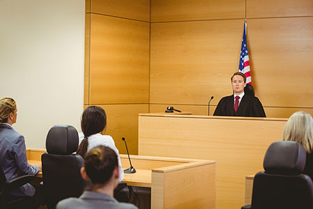 Photo of courtroom civil litigation